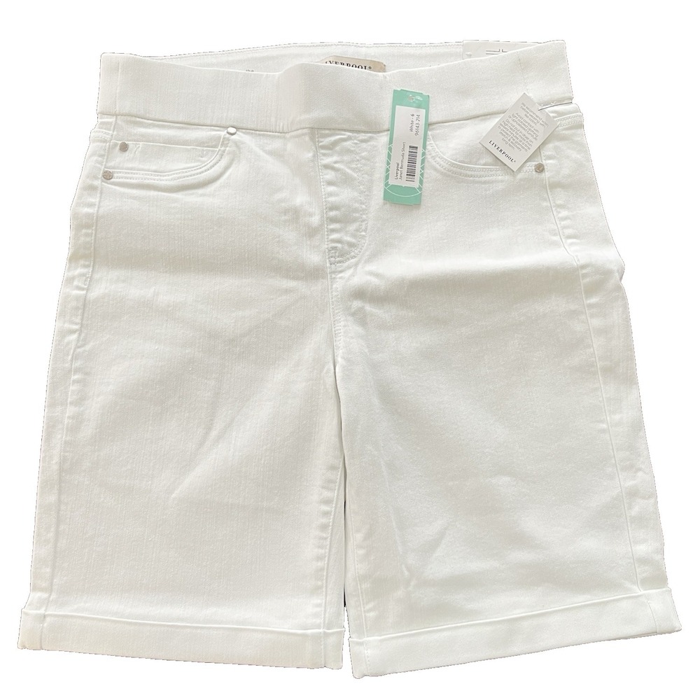 Liverpool Bermuda Shorts Women's 6/28 White NWT Stretch High Rise Casual‎ Summer